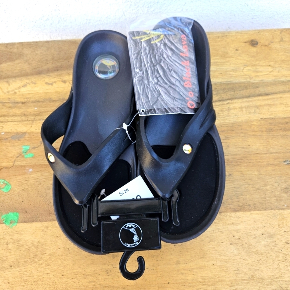 Hawaiian Jellys Ultra Comfort O'o Black Lava Unisex  Sandals Women's Siz…